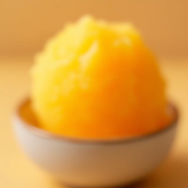 Smooth, orange scoop of mango sorbetto.