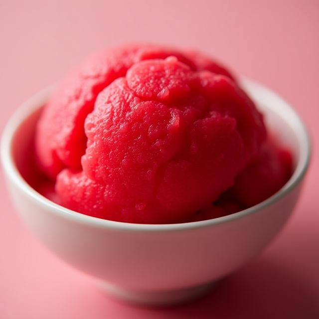 Vibrant scoop of raspberry sorbetto.